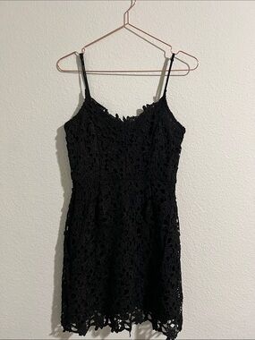 Blue Rain Black Floral Lace Mini Dress
